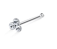 Flower with Stone Silver Bone Nose Stud NSKD-28s